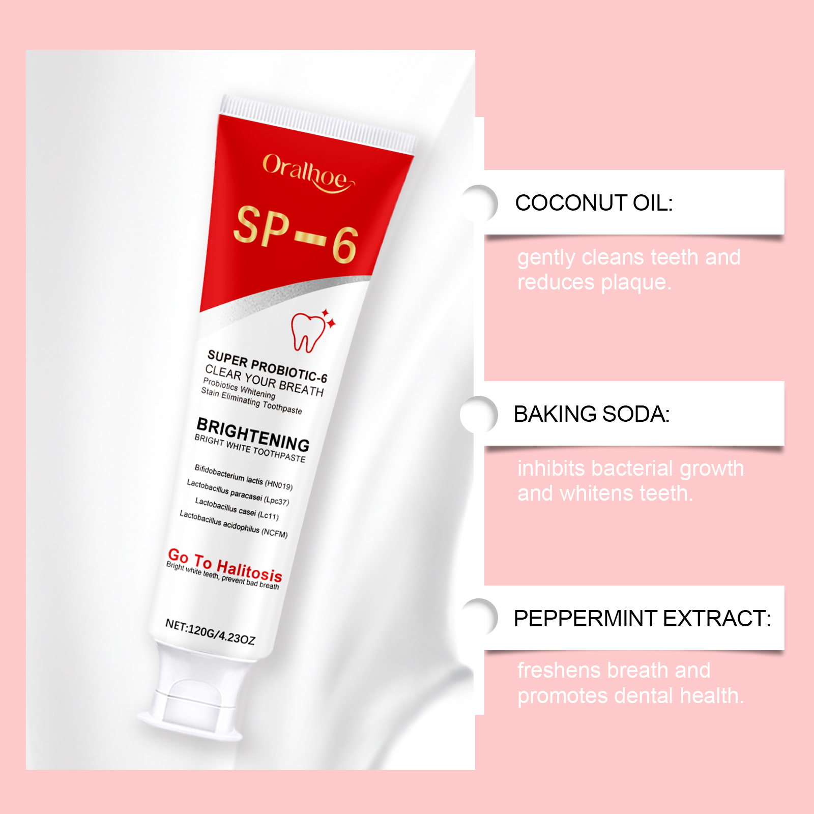 Sp6 Pasta Gigi Probiotik Pembe - Teeth Whitening Serum ulasan dan harga
