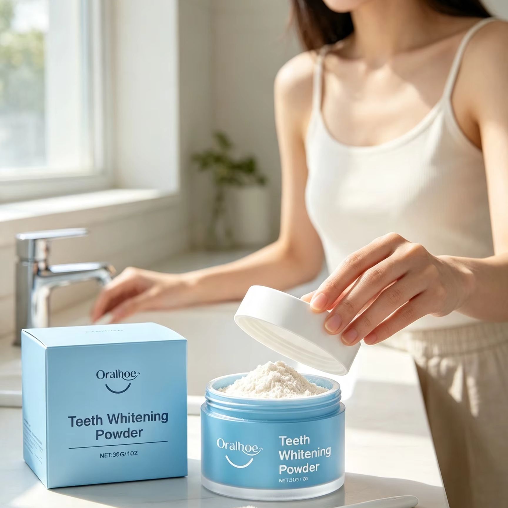 Bubuk Gigi Oralhoe untuk Membe - Teeth Whitening Results ulasan dan harga