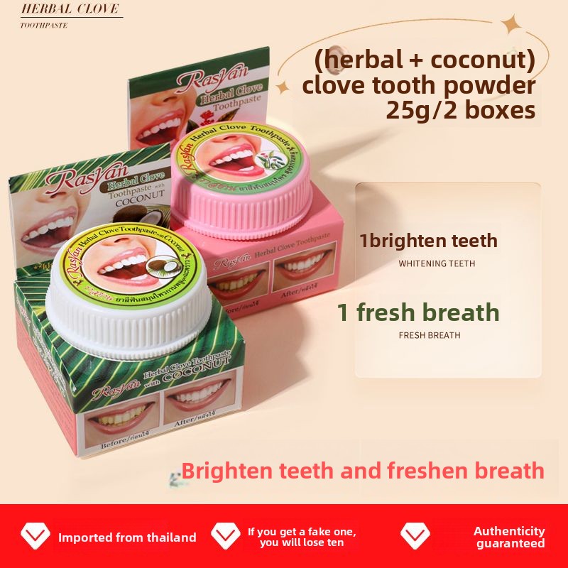 Bubuk Gigi Cengkeh/Kelapa Thai - Teeth Whitening Results ulasan dan harga
